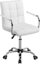 Mid-Back PU Leather Office Chair, Modern Swivel Desk Task Chair
