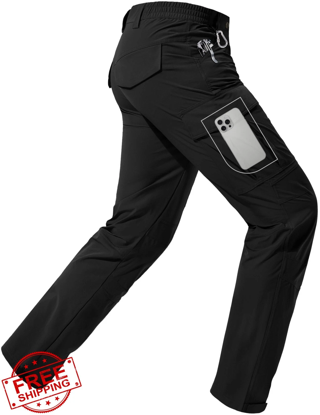 Zylqus Men's Lightweight Hiking Cargo Pants Water-Resistant Quick-Dry Climbin...