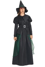 Witch Costume for Women Halloween Dress up Cosplay with Hat Black Plus 18-20