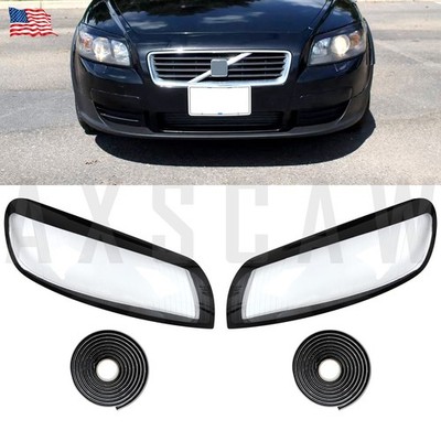 2PCS For VOLVO C30 T5 2008-2010 LH&RH side Headlight Lens Cover+Sealant Glue