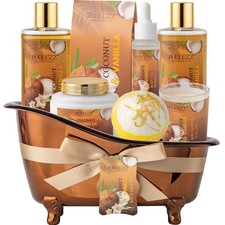 Spa Gift Basket for Women, Coconut  Vanilla Luxury Home Spa Kit, 8pcs Bath G...