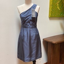 J.Crew 100% Silk Lucienne Blue Tafetta One Shoulder Bridesmaid Dress Size 0
