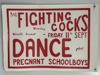 Dance Poster Pregnant Schoolboys Original Fighting Cocks Moseley Sept 11 1981