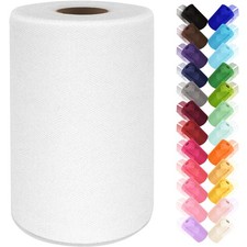 White Tulle Fabric Roll 6 Inch by 100 Yards 300 ft Tulle Ribbon Sheer Mesh ...