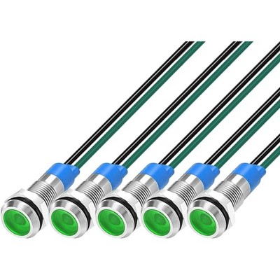 LED-Metall-Anzeigelampe 6 mm grün 3V-4,5V-5V-6V-7,5V-9VDC  5er-Pack
