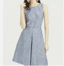 J. Crew Womens Chevron Striped Fit Flare Mini Dress Cut Out Back Blue White SZ 6