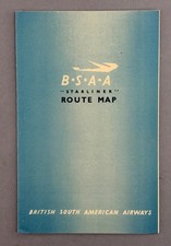 BSAA Starliner Airline Route Map British South American Airways BOAC B.S.A.A.