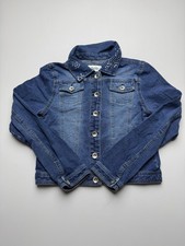 Justice Jacket Girls 18 Blue Denim Rhinestone Collar Button Front Jean Casual