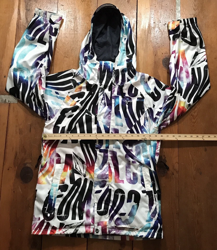 Volcom Nimbus лыж куртка женщин M Grafiti все над печать лыж сноуборда с капюшоном - Изображение 4 из 4