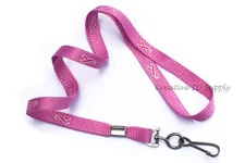 5 PCS PINK RIBBON 3/8" AWARENESS NECK LANYARD WITH SWIVEL HOOK BREAST CANCER