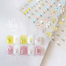 Dainty Pastel Flower Field, Floral Themed 2D Nail Art Stickers 013