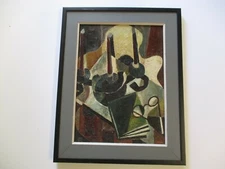 MID CENTURY OIL PAINTING ABSTRACT STILL LIFE MODERNISM CUBIST CUBISM HAYMSON