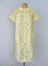 Vtg 60s 70s JCPenney Yellow Mod Flower Power Snap Robe Housecoat Pockets XL