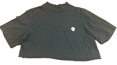 Cheap Monday Women's Crop Dark Green Tee T-Shirt Size Small White Skull