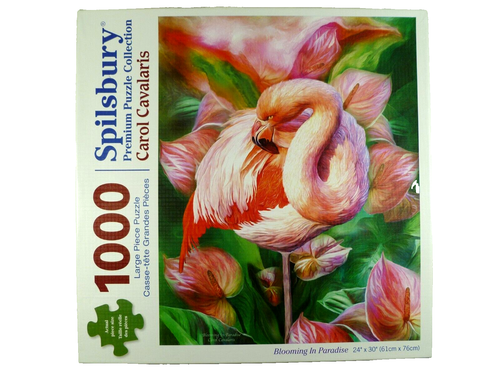 Spilsbury 1000 Piece Puzzle Carol Cavalaris Pink Flamingo Blooming in Paradise - 第 1/2 張圖片