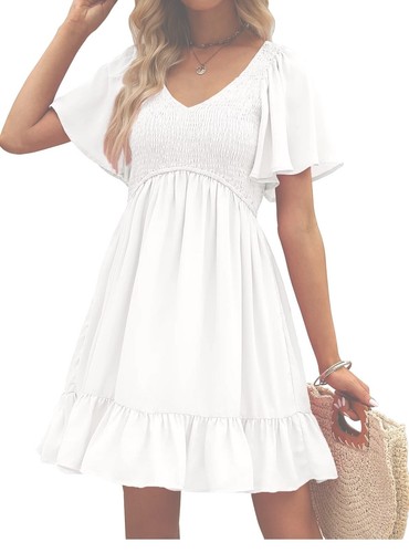 LILLUSORY Women’s Flowy,Mini Dress, Flutter Sleeve, W/Pockets, Size XL,NWT