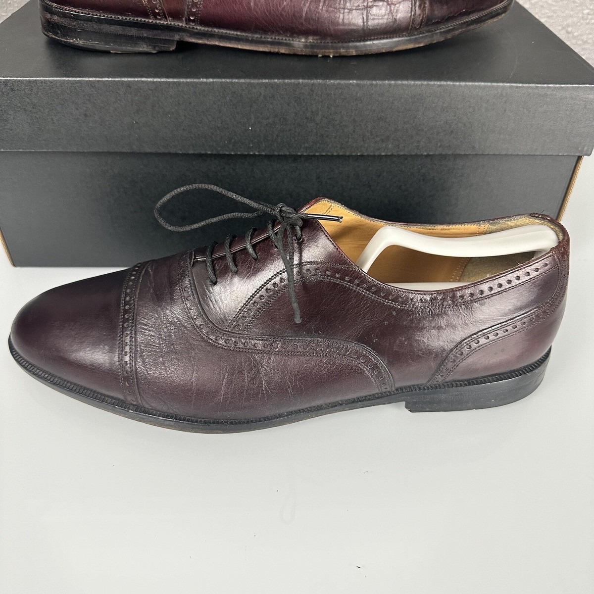 Mezlan Florence Shoes Cap Toe Pebbled Leather Oxford 8 Men Burgundy Oxblood Lethato Classic Cap toe Oxford - Burgundy main image 4