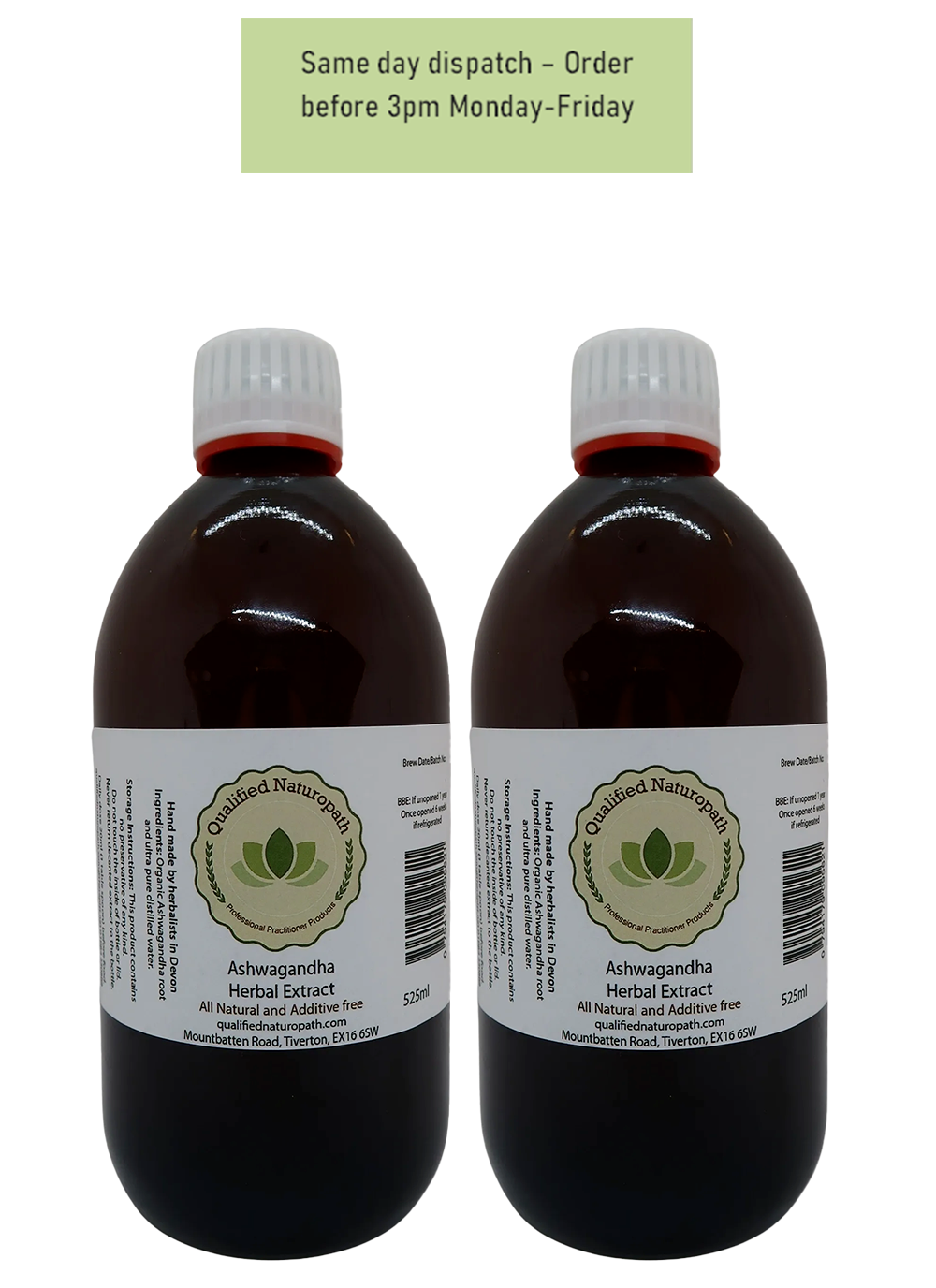 Ashwagandha Herbal Extract – Twin Pack 1050ml (2x525ml) - Next Day Delivery