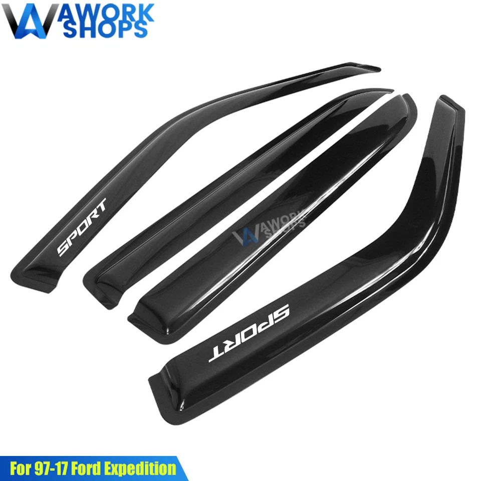 Fits 97-17 Ford Expedition 98-17 Lincoln Navigator Window Visors w/ White Sport - Image 2 of 4