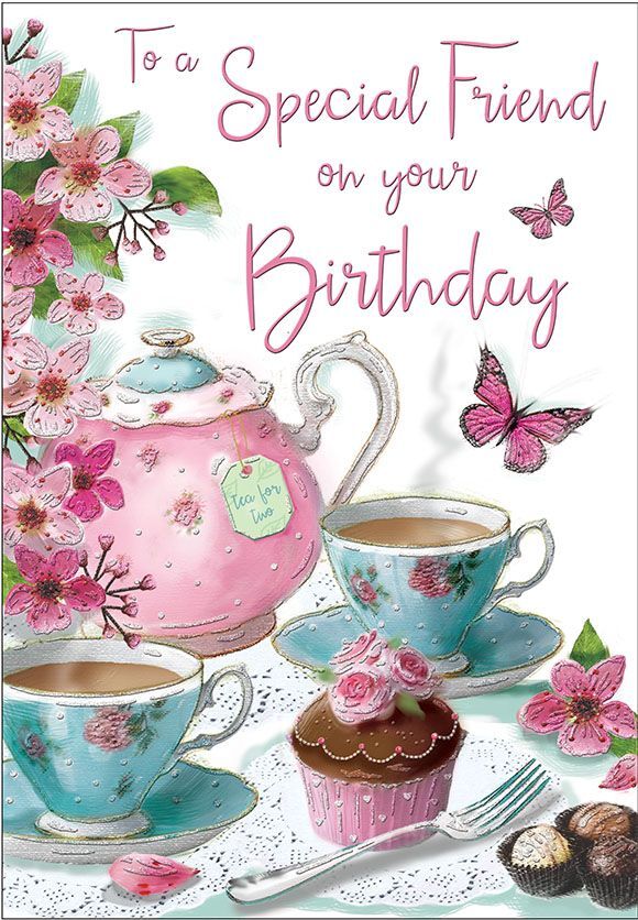 Birthday Card - Special Friend - Tea For Two Teapot - Quality Card Regal NEW