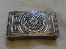 Vintage Sterling Silver Guadalajara Taxco Mexico Aztec Calendar Belt Buckle