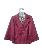 Millard Fillmore Jacket Red Wide Sleeves Stretch Cotton Lined Small S Anthro