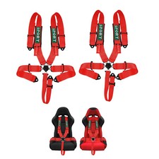 Pair Red 5 Point Racing Harness Camlock Quick Release Safety Seat Belt Atv Utv