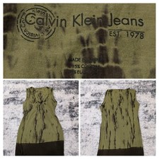 Calvin Klein Jeans Womens Small S Green Black A Line Short Dress