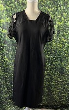 T Tahari $118 L/G  Women Short Sleeve Stretch Shift Black Dress