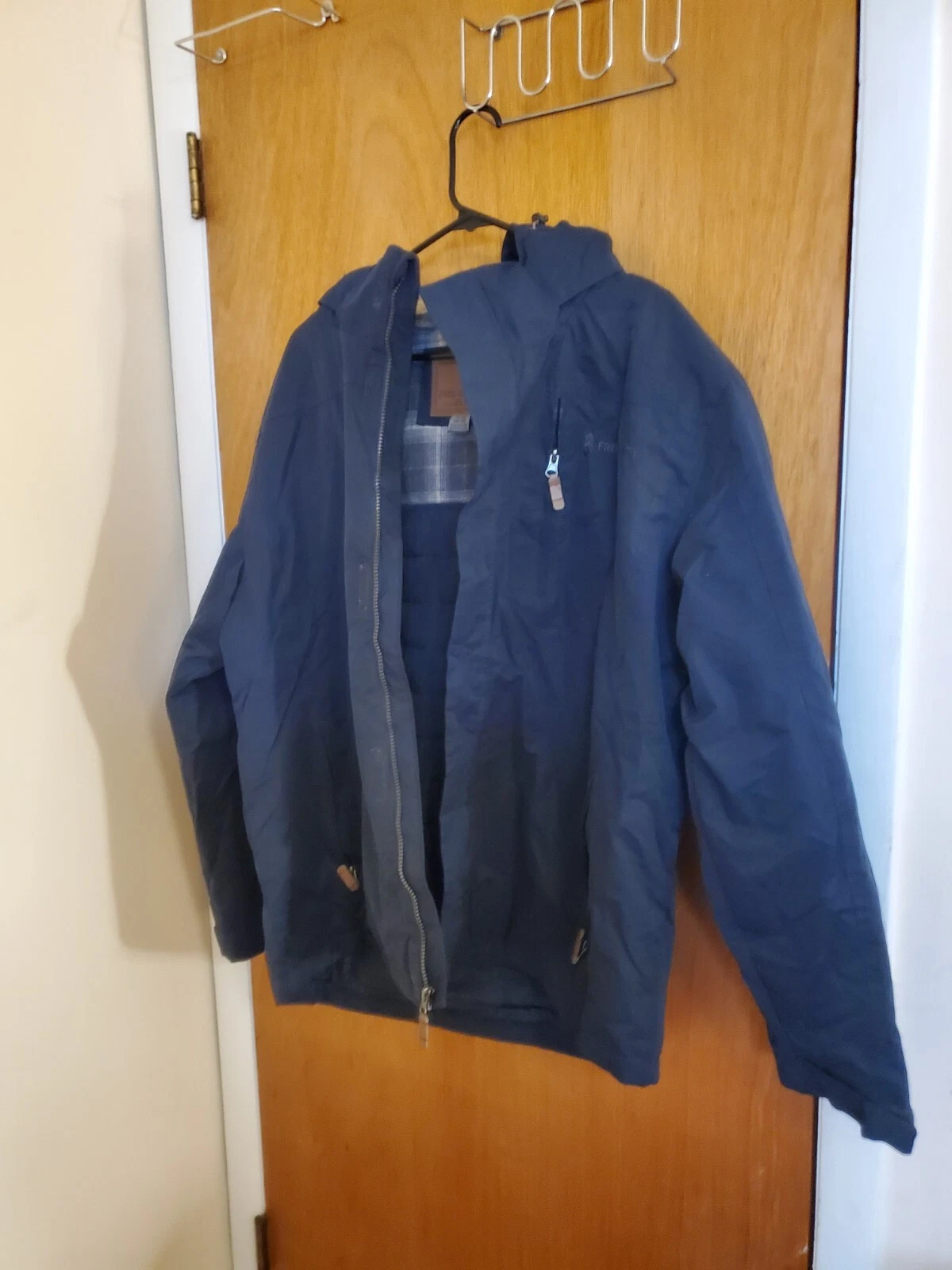 Free Country Puffer Jacket Coat Winter Men's Gray Full Zip Hooded Size XL