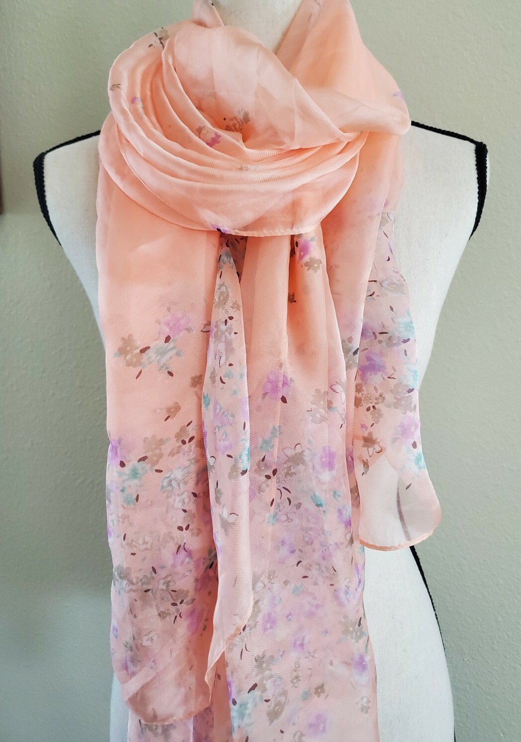 NEW Cejon Womens Babys Breath Oversized Scarf Wrap Coral Pink Floral