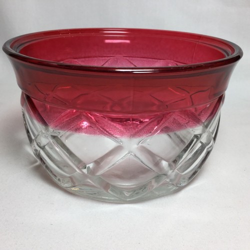 Vtg Indiana Glass GAZEBO Pattern Dish Ruby Red Flashed Rim Diamond Lines EUC - Picture 3 of 9