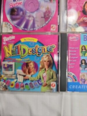 Lot 5 Vintage Barbie CD ROM Games Nail Designer, Beauty Styler more