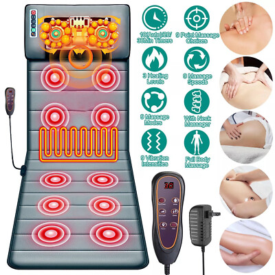 Electric Heated Massage Mat Full Body Back Heat Vibration Massage Pad Portable