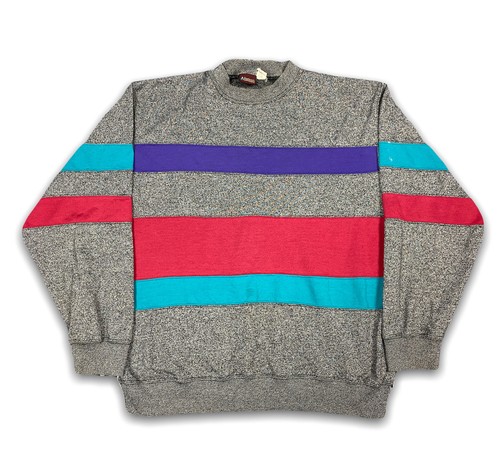 Vintage 90s Sweatshirt Color Block Gray 