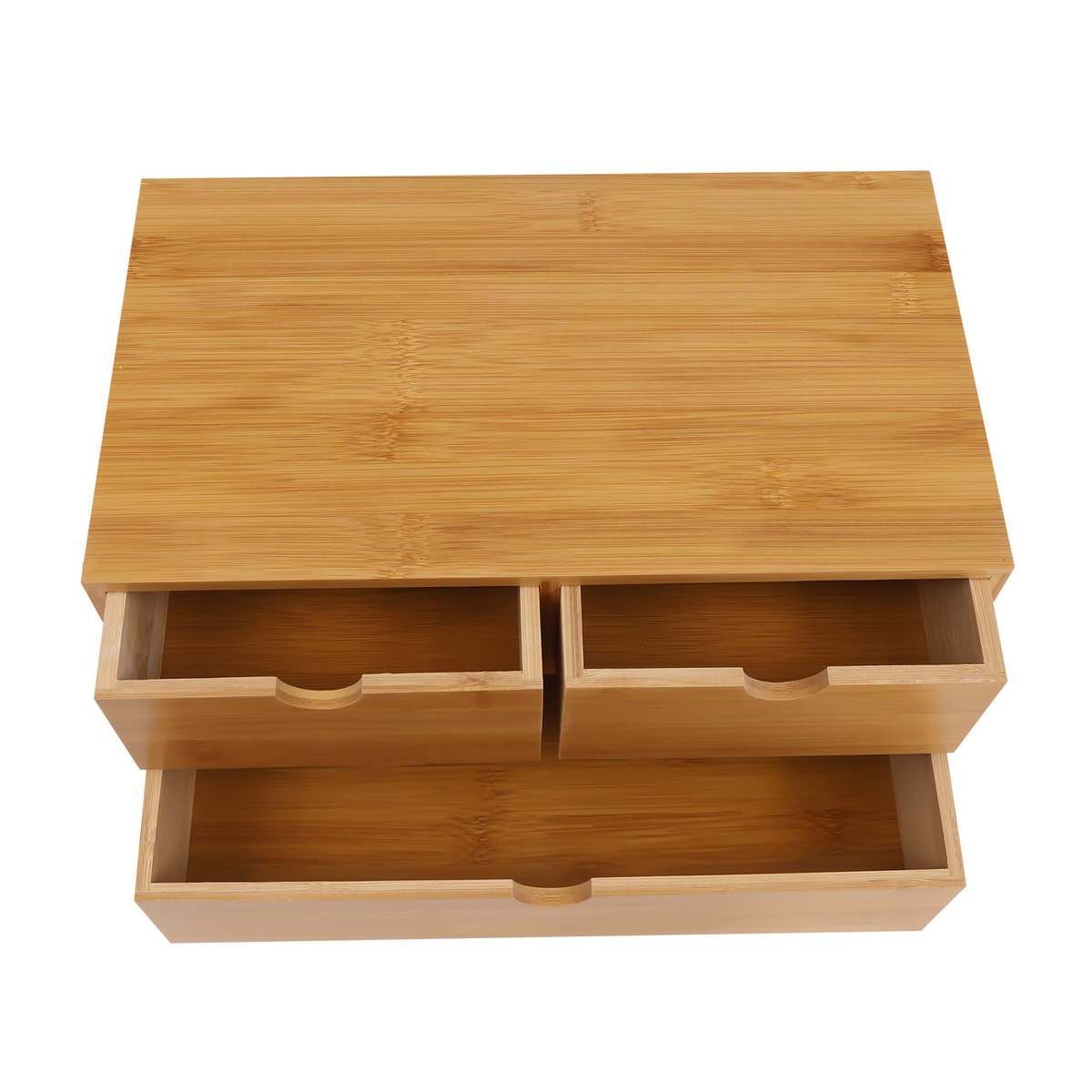 Bamboo Desk Organizer With 4 Drawers - 3 Tier Desktop Storage Container