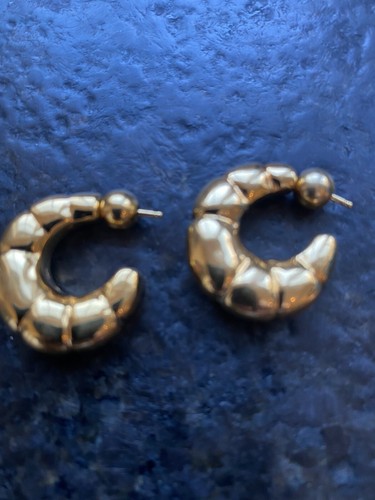 GOLD And 925 Silver SHRIMP STYLE POST EARRINGS - Picture 8 of 10
