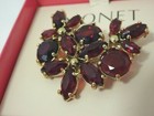Pin Brooch-Red Gemstones-Goldtone Fittings Monet New in Box