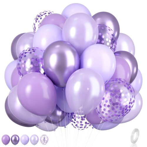 Purple Party Balloons Set 12inch Lavender Balloons Pastel Purple Lilac Balloo...