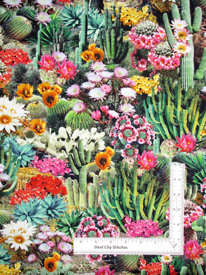 Southwest West Cactus Flowers Fabric Cotton Timeless Treasures CD1786 By Yard