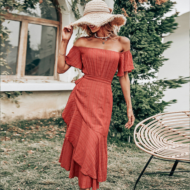 Paradise Vacation Ruffle Off Shoulder Dress | eBay