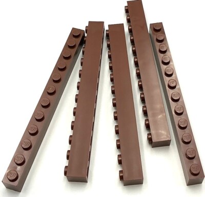 Lego 5 New Reddish Brown Bricks Building Blocks 1 x 12 Stud Parts