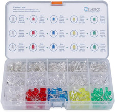 3Mm and 5Mm Diffused and Clear Assorted LED Kit 5 Colors Pack of 600 Compatible