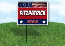 FITZPATRICK FLAG RED 2024 18inx24in Yard Road Sign w/ Stand