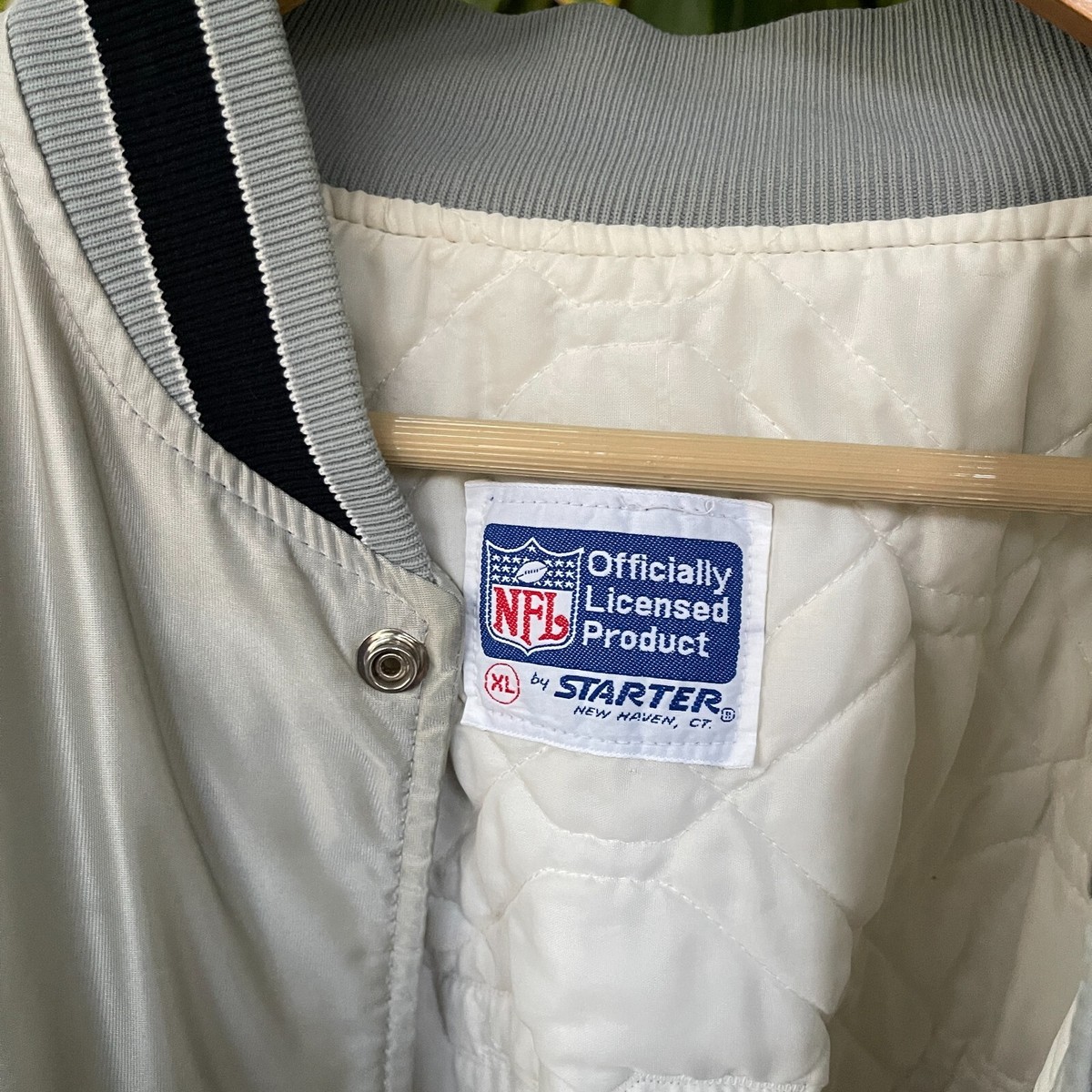 Vintage Raiders Silver Satin Jacket ProLine Starter XL