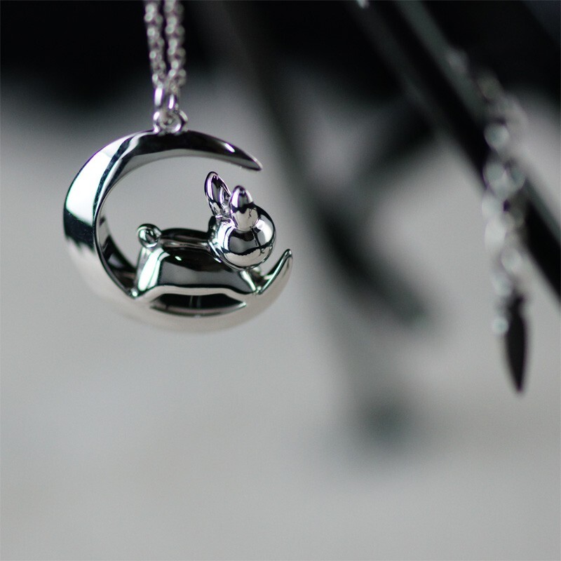 Miffy Ginza Tenshodo Rabbit Moon Star Pendant Necklace Silver925