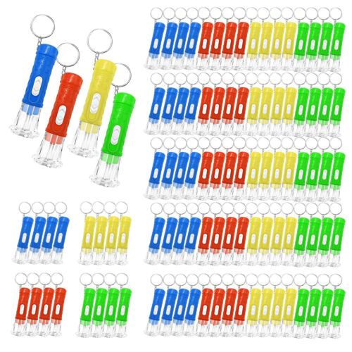 100 Pieces Mini Flashlight Keychain Bulk for decor, Assorted Colors Torch Key...