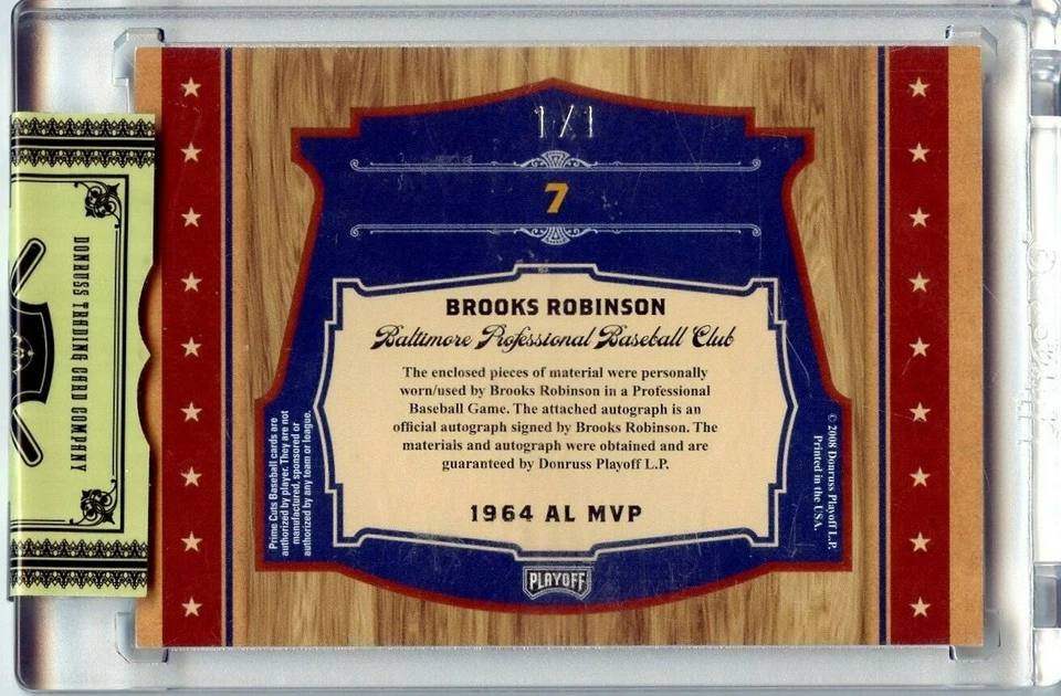 Brooks Robinson 2008 Prime Cuts Timeline 四张布贴亲笔签名 1/1 💎 金莺队 — 第 2/2 张图片