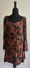 A New Day Dress Boho Fall Pockets Womens Size Medium New Brown Black