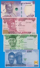 2024 Nigeria 4 Notes !! 100 + 200 + 500 + 1000 Naira P 41+47+48+49, ALL UNC 2024